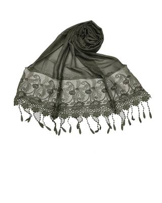 Cotton Diamond Box Checkered and Heavy Design On Net and Border With Fringe's 1