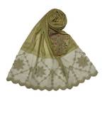 Cotton Kite Shaped Design On Net With Glittery Diamonds On Scarf ( Green Size 75 x 185 CM )