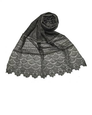 Cotton 2 Layered Diamond Studed Stole ( Green Size 75 x 185 CM ) 1