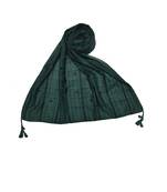 Cotton Box Checkered With Moti and Self embroidered Design Stole ( Green Size 75 x 185 CM )