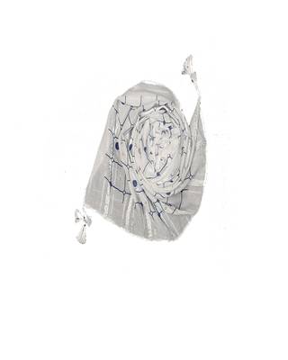 Cotton Box Checkered With Moti and Self embroidered Design Stole ( White Size 75 x 185 CM ) 2