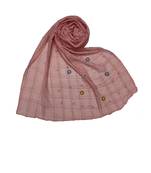 Cotton Box Checkered With Moti and Flower Design ( Pink Size 75 x 185 CM )