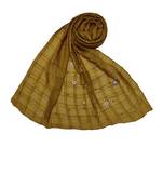 Cotton Box Checkered With Moti and Flower Design ( Yellow Size 75 x 185 CM )