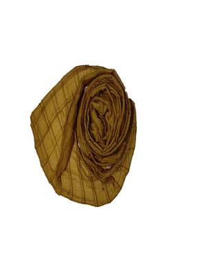 Cotton Box Checkered With Moti and Flower Design ( Yellow Size 75 x 185 CM ) 2