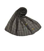 Cotton Box Checkered With Moti and Flower Design ( Dark Grey Size 75 x 185 CM )