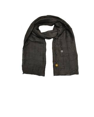 Cotton Box Checkered With Moti and Flower Design ( Dark Grey Size 75 x 185 CM ) 3