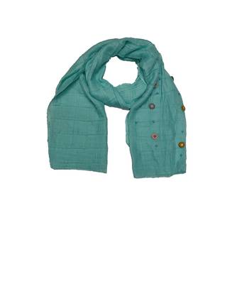 Cotton Box Checkered With Moti and Flower Design ( Green Size 75 x 185 CM ) 3