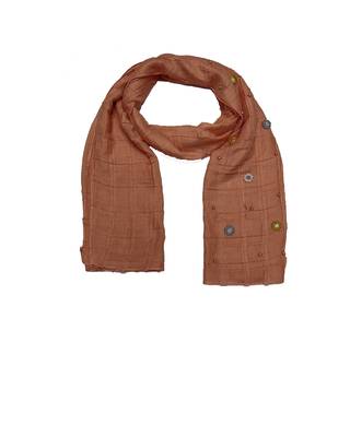 Cotton Box Checkered With Moti and Flower Design ( Orange Size 75 x 185 CM ) 3