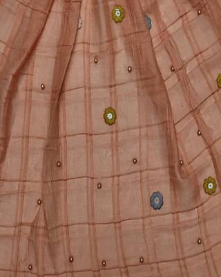 Cotton Box Checkered With Moti and Flower Design ( Orange Size 75 x 185 CM ) 4