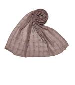 Cotton Box Checkered With Moti and Flower Design ( PurpleSize 75 x 185 CM )