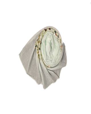 Cotton  Sequence  Design Stole ( Light Green Size 75 x 185 CM ) 2