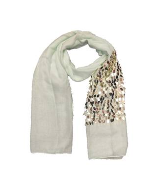 Cotton  Sequence  Design Stole ( Light Green Size 75 x 185 CM ) 3