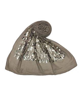 Cotton  Sequence  Design Stole ( Light Brown Size 75 x 185 CM ) 1