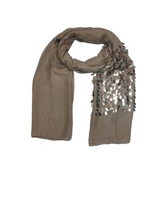Cotton  Sequence  Design Stole ( Light Brown Size 75 x 185 CM ) 3