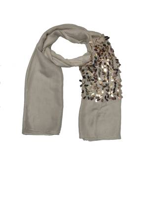 Cotton  Sequence  Design Stole ( Cream Size 75 x 185 CM ) 3