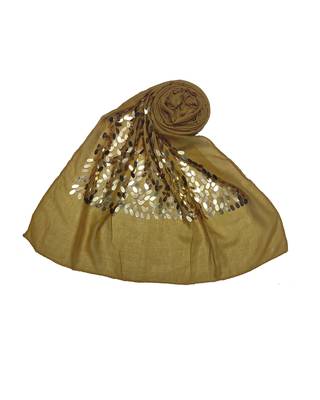 Cotton  Sequence  Design Stole ( Yellow Size 75 x 185 CM ) 1