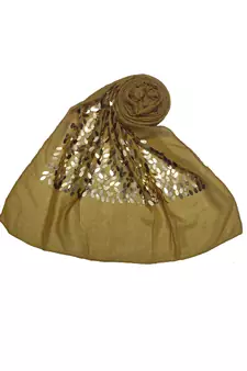 Cotton  Sequence  Design Stole ( Yellow Size 75 x 185 CM )