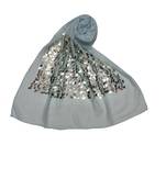 Cotton  Sequence  Design Stole ( Sea Blue Size 75 x 185 CM )