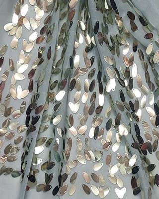 Cotton  Sequence  Design Stole ( Sea Blue Size 75 x 185 CM ) 4