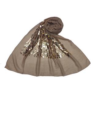 Cotton  Sequence  Design Stole ( Brown Size 75 x 185 CM ) 1