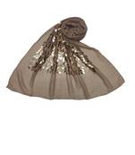 Cotton  Sequence  Design Stole ( Brown Size 75 x 185 CM )