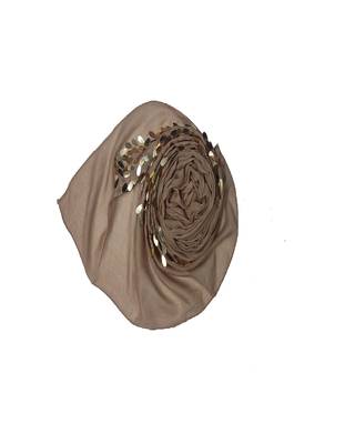 Cotton  Sequence  Design Stole ( Brown Size 75 x 185 CM ) 2