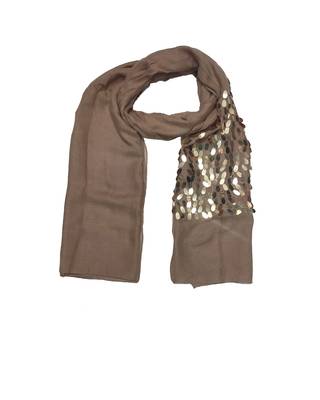 Cotton  Sequence  Design Stole ( Brown Size 75 x 185 CM ) 3