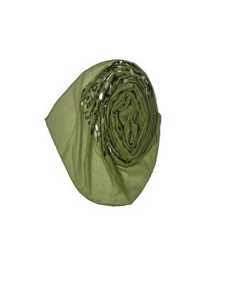 Cotton  Sequence  Design Stole ( Green Size 75 x 185 CM ) 2
