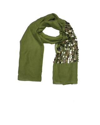 Cotton  Sequence  Design Stole ( Green Size 75 x 185 CM ) 3