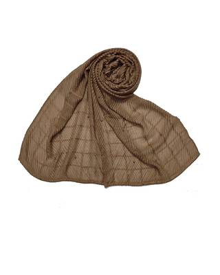 Cotton Box Checkered Moti Studed Stole ( Light Brown Size 75 x 185 CM ) 1