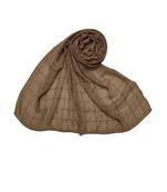 Cotton Box Checkered Moti Studed Stole ( Light Brown Size 75 x 185 CM )