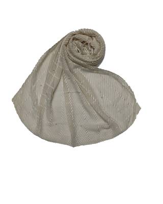 Cotton Box Checkered Moti Studed Stole ( Cream Size 75 x 185 CM ) 1