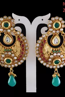 55Carat Indian casual wear Fancy Jewellery Gold Plated Dangle Drop Earring Set For Womens and Girls