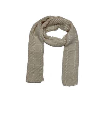 Cotton Box Checkered Moti Studed Stole ( Cream Size 75 x 185 CM ) 3