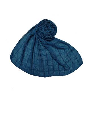 Cotton Box Checkered Moti Studed Stole ( Dark Green Size 75 x 185 CM ) 1