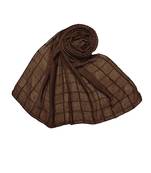 Cotton Box Checkered Moti Studed Stole ( Dark Brown Size 75 x 185 CM )