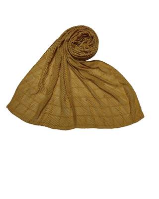 Cotton Box Checkered Moti Studed Stole ( Yellow Size 75 x 185 CM ) 1