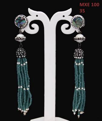 55Carat Stone Inticrated pearl embellished Gold Plated Dangle Drop Earring Set For Womens and Girls 1