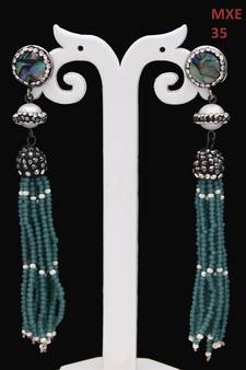 55Carat Stone Inticrated pearl embellished Gold Plated Dangle Drop Earring Set For Womens and Girls