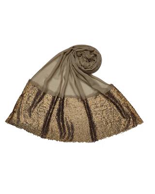 Cotton  Sequence Design Stole ( Dark Brown Size 75 x 185 CM ) 1