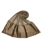 Cotton  Sequence Design Stole ( Dark Brown Size 75 x 185 CM )