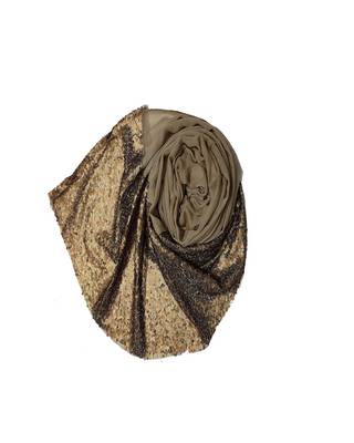 Cotton  Sequence Design Stole ( Dark Brown Size 75 x 185 CM ) 2