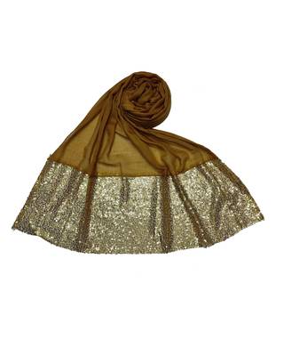 Cotton  Sequence Design Scarf ( Dark Yellow Size 75 x 185 CM ) 1
