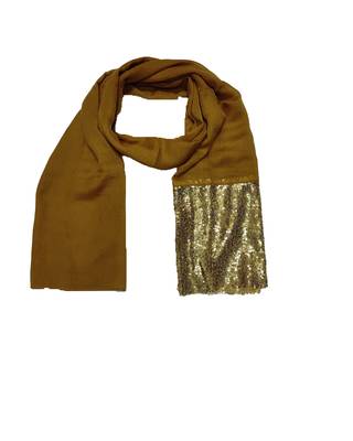 Cotton  Sequence Design Scarf ( Dark Yellow Size 75 x 185 CM ) 3