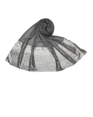 Cotton  Sequence Design Scarf ( Light Grey Size 75 x 185 CM ) 1