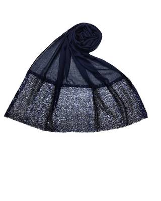 Cotton  Sequence Design Stole ( Dark Blue Size 75 x 185 CM ) 1