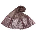 Cotton  Sequence Design Stole ( PurpleSize 75 x 185 CM )