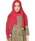 Cotton Stole With Colourful Fringe's ( Maroon Size 75 x 185 CM )