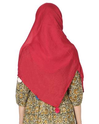Cotton Stole With Colourful Fringe's ( Maroon Size 75 x 185 CM ) 3