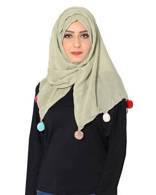 Cotton Stole With Colourful Fringe's ( Light Green Size 75 x 185 CM ) 1